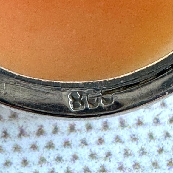 Vintage 800 Silver Shell Cameo Brooch Pendant - Picture 7 of 14
